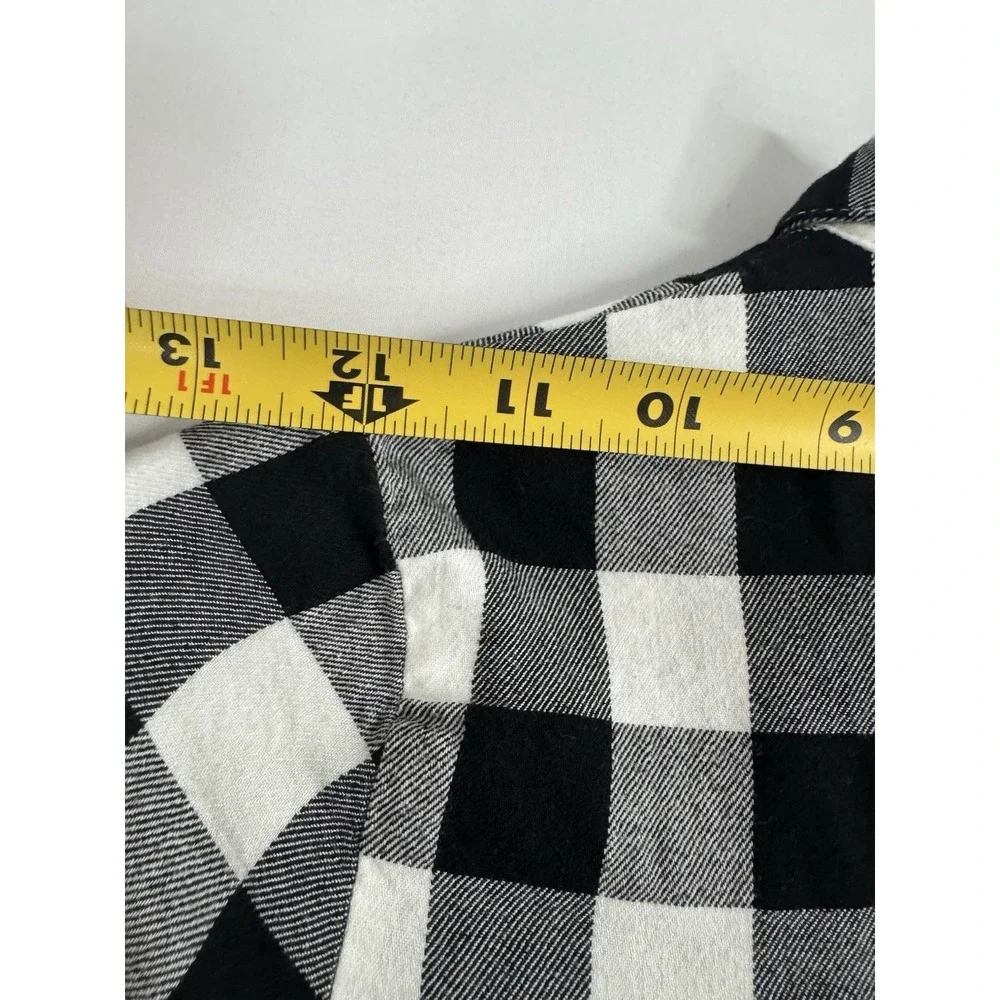 Star Ride Girls Buffalo Plaid‎ Dress Size 8/10 Black & White Long Sleeve Buttons